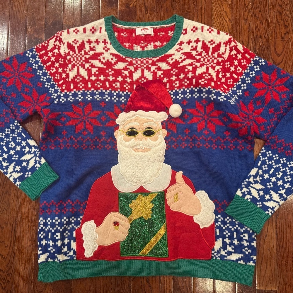 Gangsta Santa Ugly Christmas’s Sweater Men’s Womens 2XL Winter Holiday Snowflake
